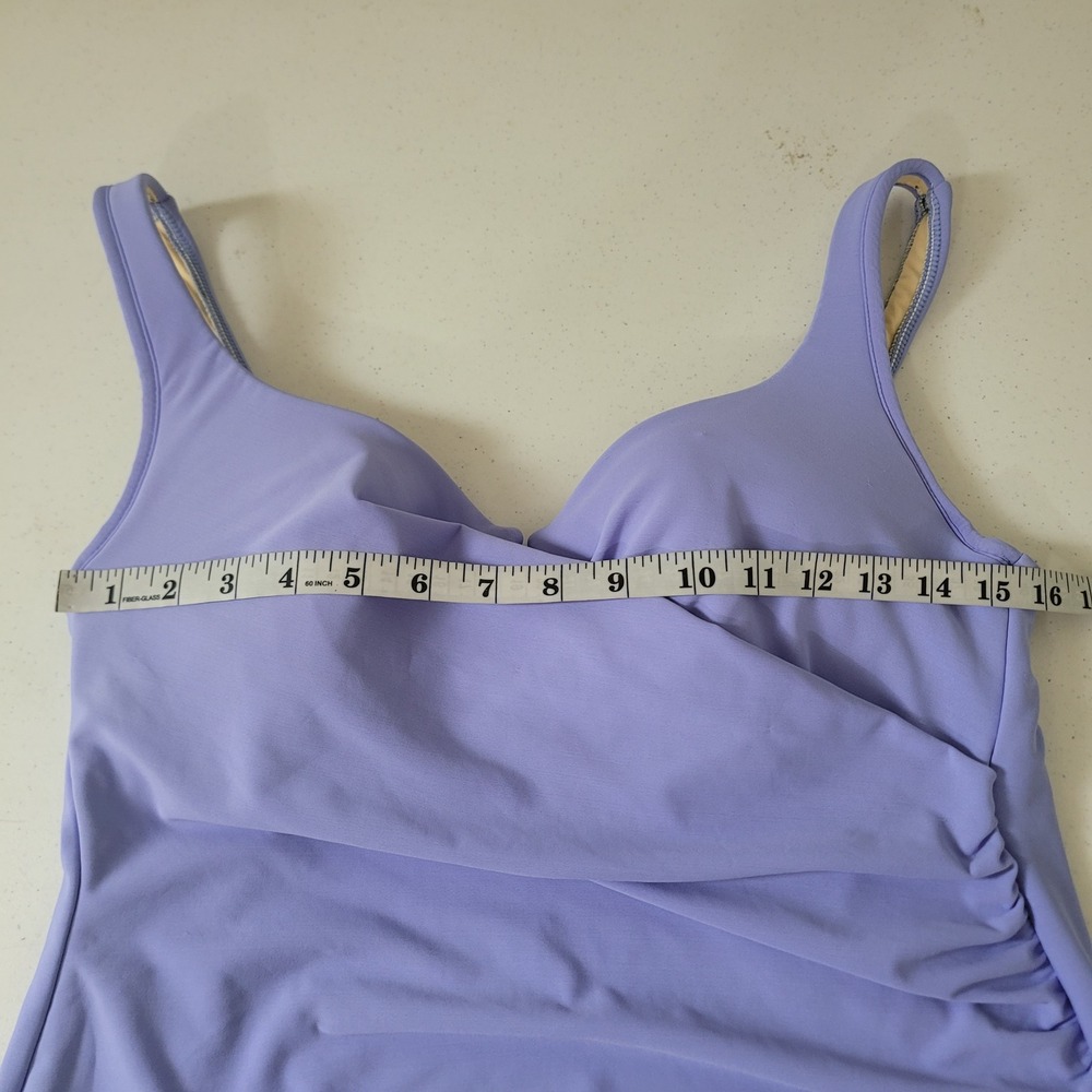 Miraclesuit Size 14 Tankini Top Women Lavender Ruched Wrap Underwire Swimwear - Picture 6 of 8